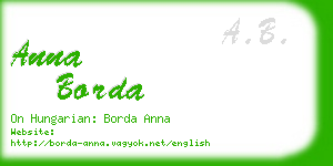 anna borda business card